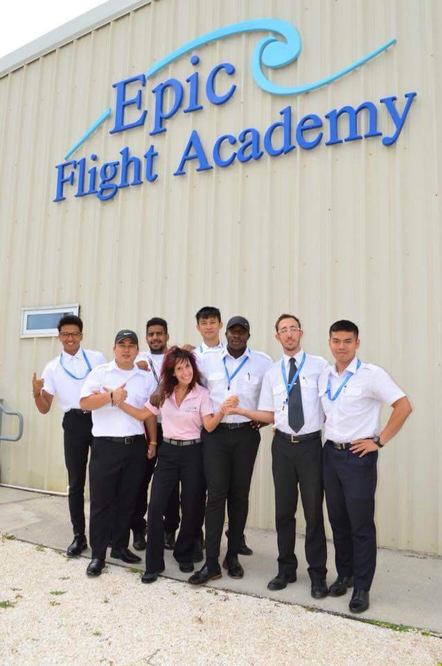 Epic student pilots with Captain Judy Rice