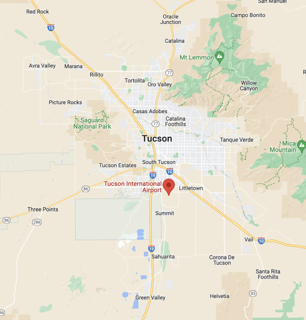 Tucson Arizona Map Airport