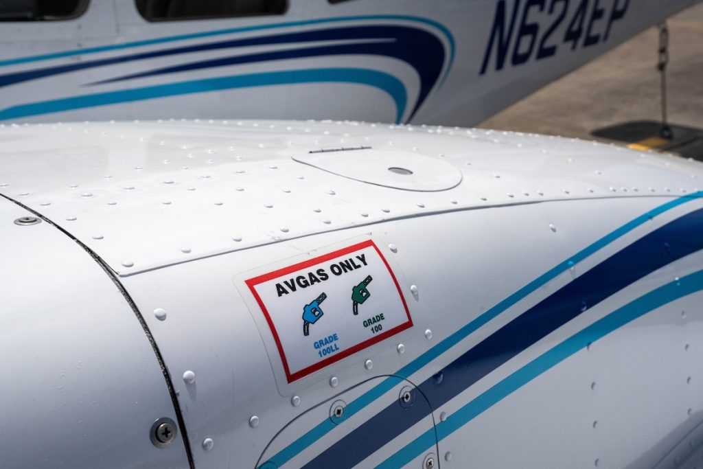 Label on Aircraft Showing Avgas